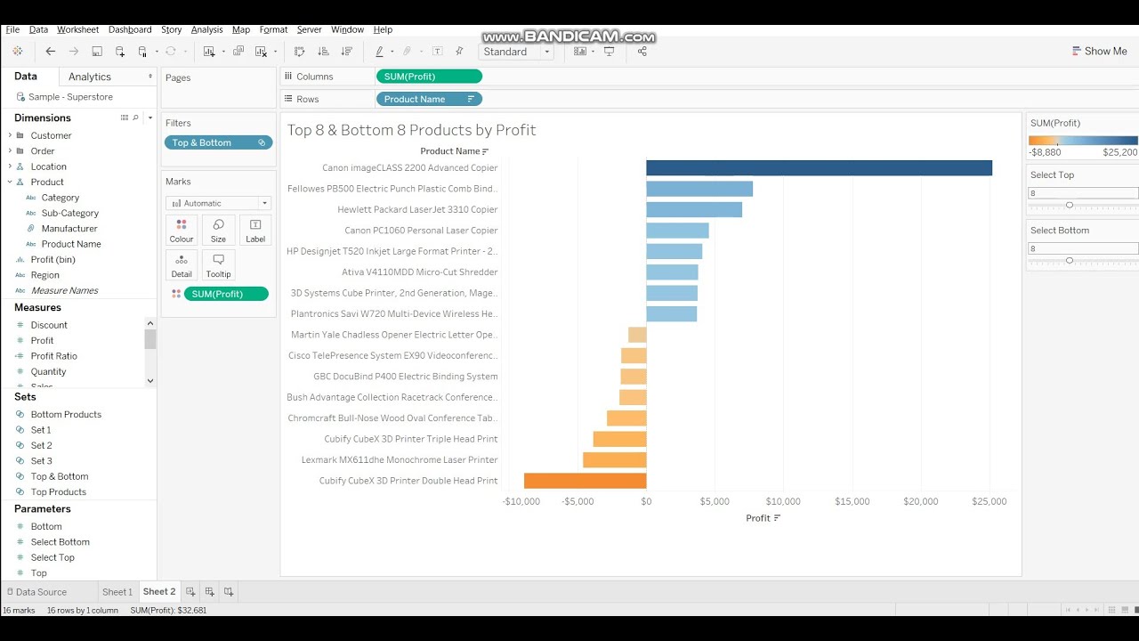 Display Top N & Bottom N in Tableau with Dynamic Title | Combined Sets in Tableau | Set & Parameter