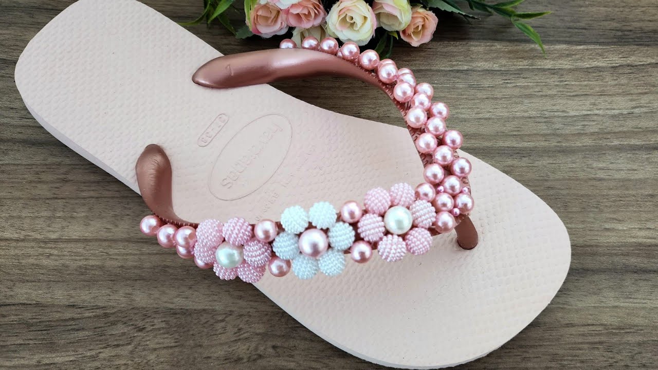 Chinelo decorado fácil/INICIANTES/aula completa #chinelosbordados #artesanato