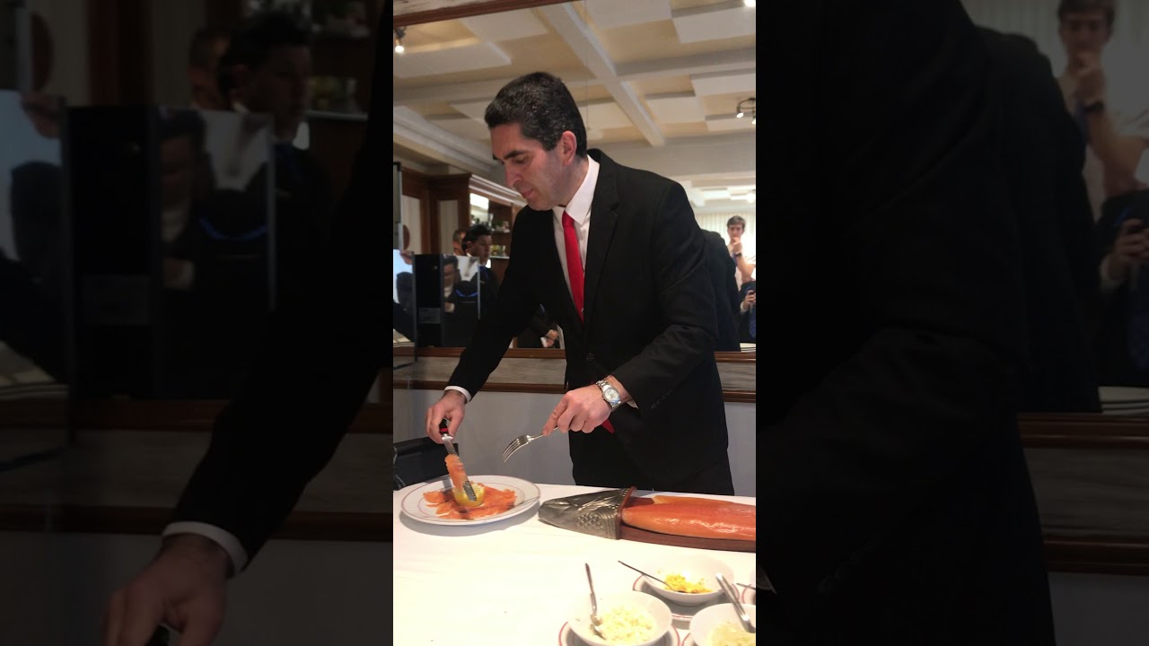 Corte y laminado de salmón ahumado método1