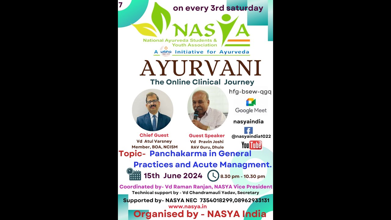 Panchakarma in general practices and acute management, webinar by Vaidya Pravin Joshi, RAV Guru.