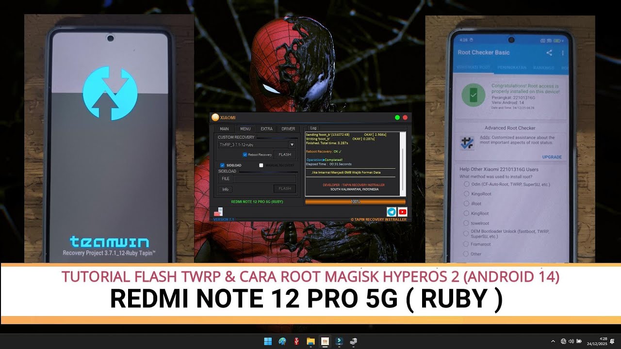 TUTORIAL FLASH TWRP 3.7.1 & CARA ROOT MAGISK | REDMI NOTE 12 PRO 5G | RUBY | HYPER OS 2 | ANDROID 14