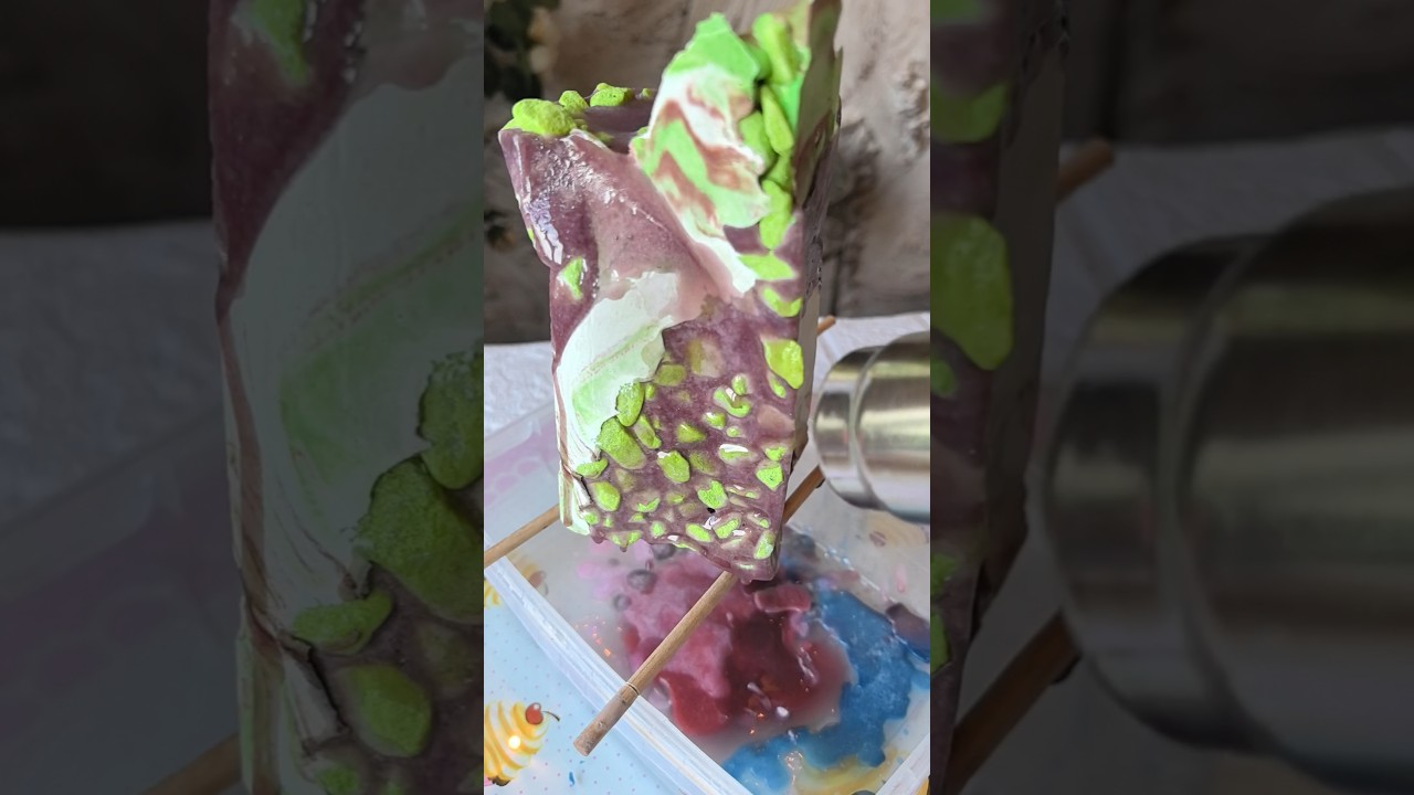 Мятая свеча на гипсе с декоративными камнями #AtmosferaDecor #diy #свечанагипсе #творчество #свечи