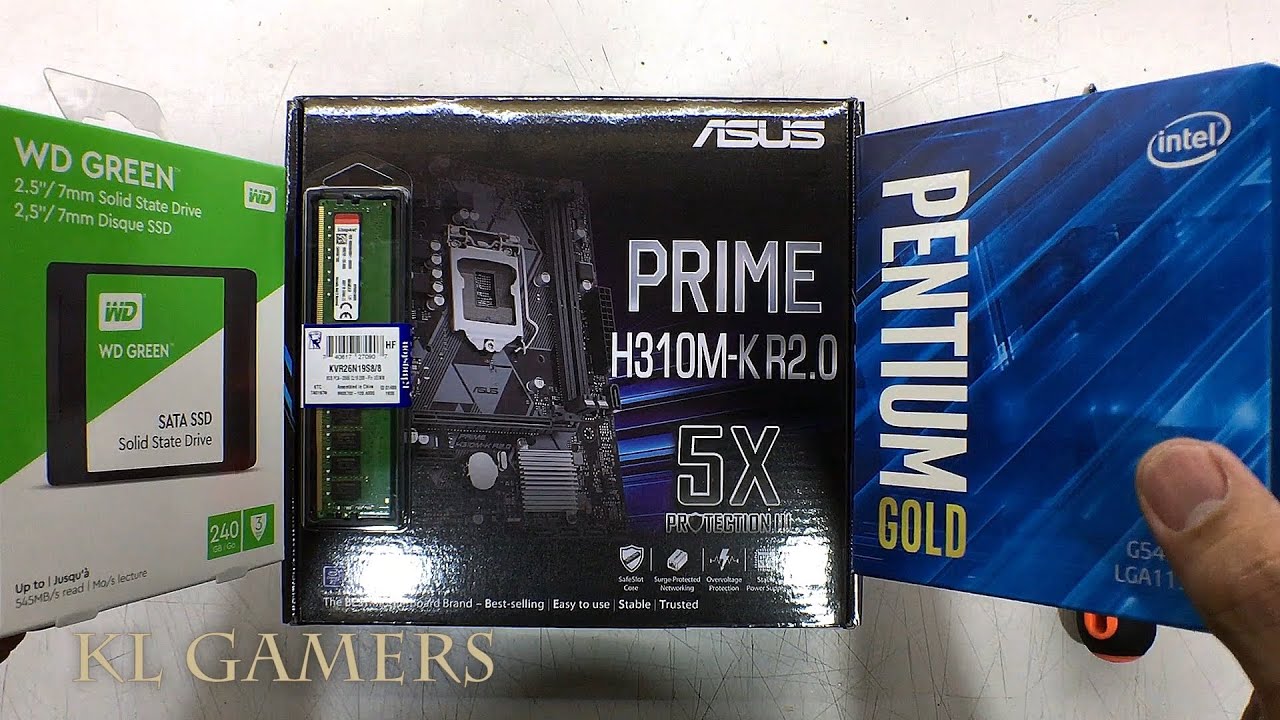 intel Pentium GOLD G5420 ASUS PRIME H310M-K R2.0 Kingston 8GB DDR4 RAM WD Green SSD Budget  Desktop