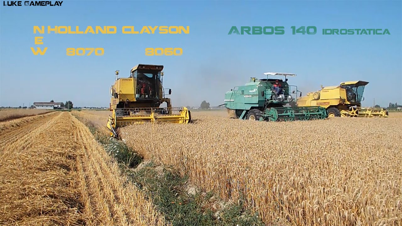 Agricultural-Work Trebbiatura Arbos 140 & New Holland Clayson