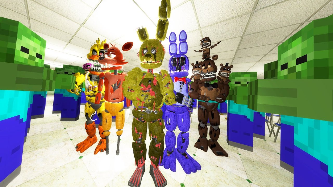 ANIMATRONICS FIGHT OFF MINECRAFT ZOMBIE ARMY! (Gmod FNAF Sandbox Funny Moments)