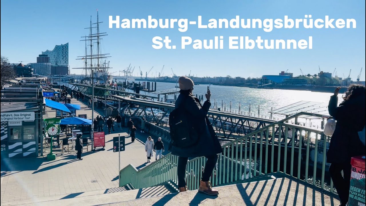 🇩🇪 Гамбург-Санкт-Паули-Пирс (Ландунгсбрюккен)⚓️⛴️ | Эльбтуннель | Пешеходная экскурсия в 4K