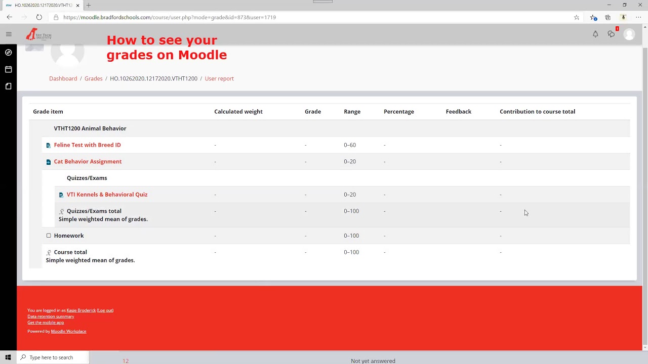 How to check grades on Moodle