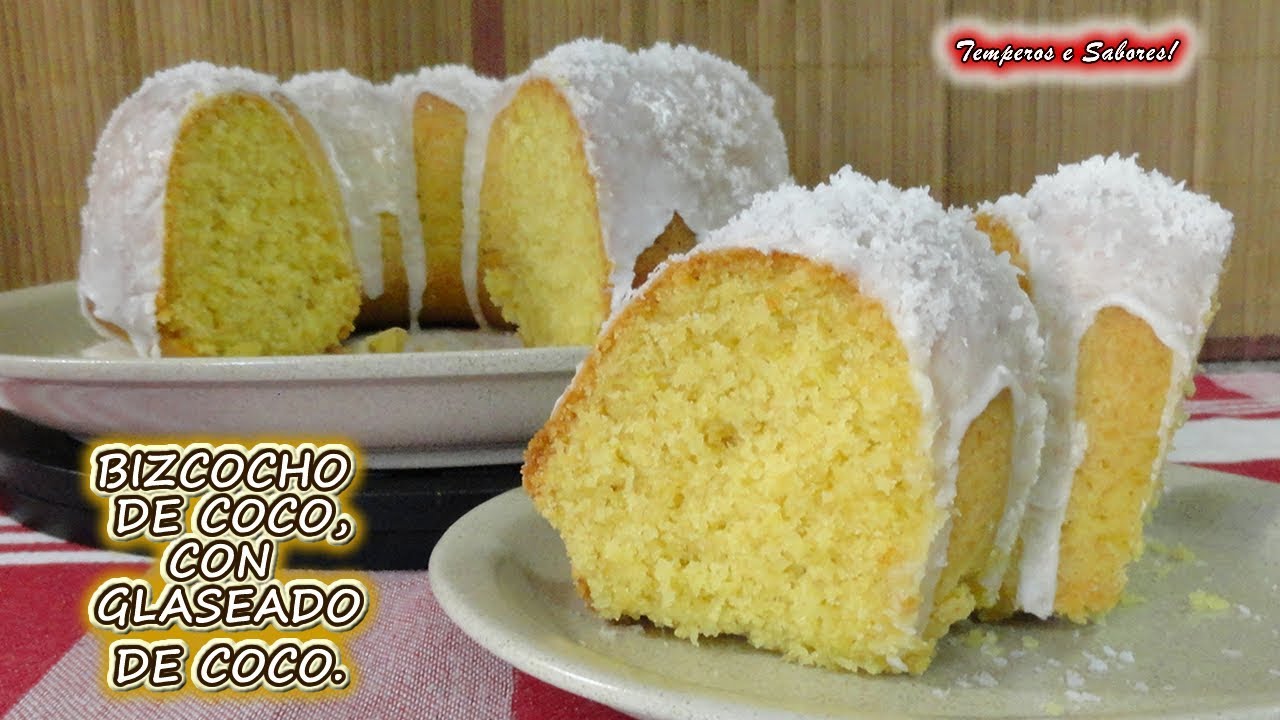 BIZCOCHO DE COCO CON GLASEADO DE COCO, intensamente delicioso y muy fácil de hacer
