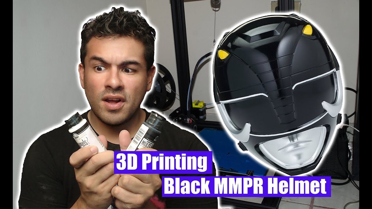3D Printed Black Ranger Helmet MIghty Morphin Power Rangers #3dprint #blackrangers #howto