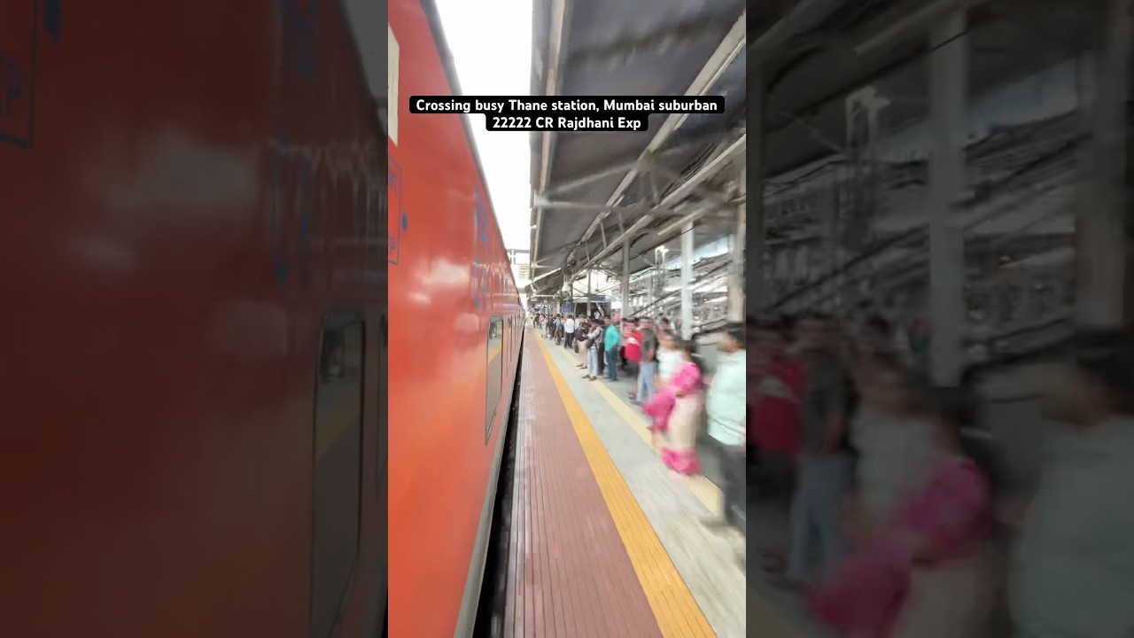 Crossing busy Thane station, Mumbai suburban 22222 CR Rajdhani Exp