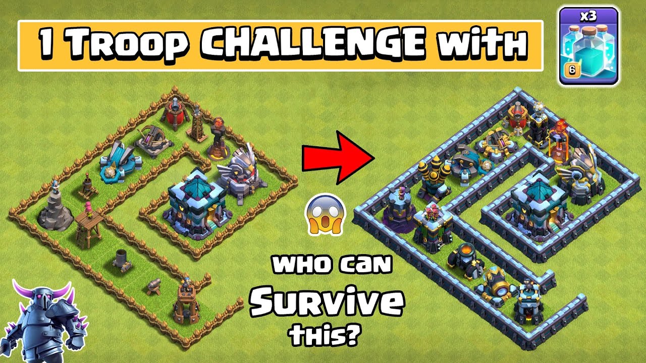 1 Troop Challenge with Clone Spell and Rage Spell | Clash of Clans