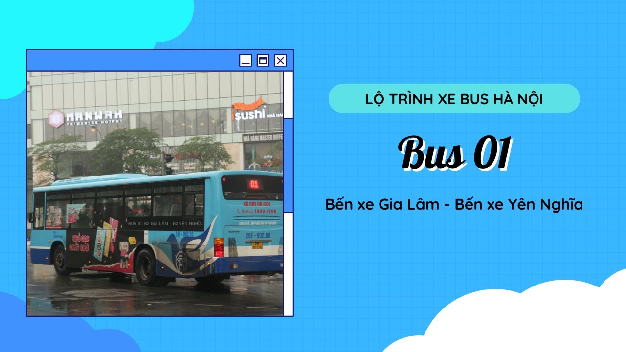 (Hanoibus) Lộ trình chi tiết tuyến 01: Bến xe Gia Lâm - Bến xe Yên Nghĩa