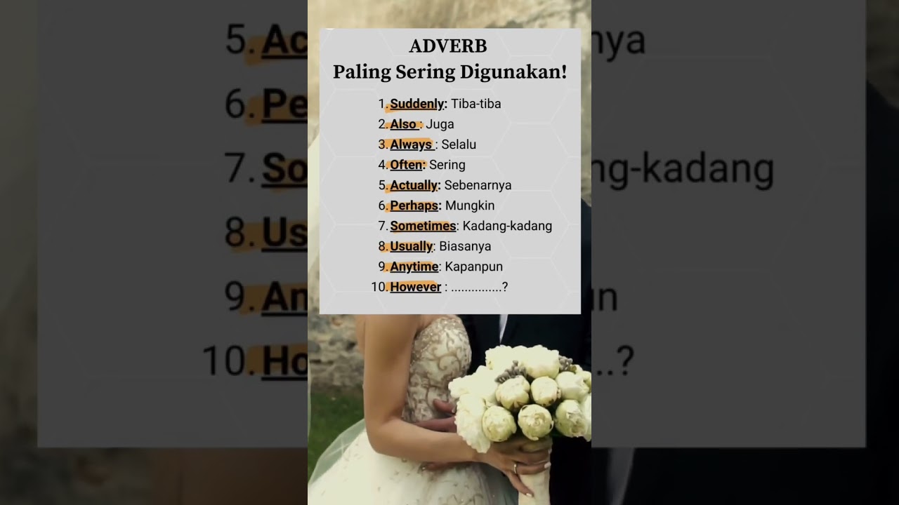 ADVERB ATAU KATA KETERANGAN YANG SERING DIPAKAI DALAM KEHIDUPAN SEHARI-HARI. Coba yuk❗️