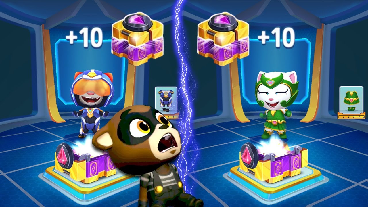 Talking Tom Hero Dash - Opened +10 Premium-Box +10 & New Outfits - Fight All Boss Gameplay