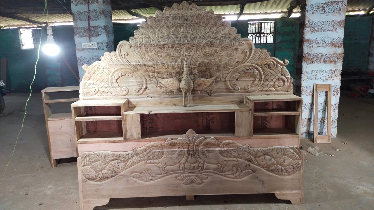 | How to fixed wood peacock in head box bed | SM wood design |wood carving hand working |