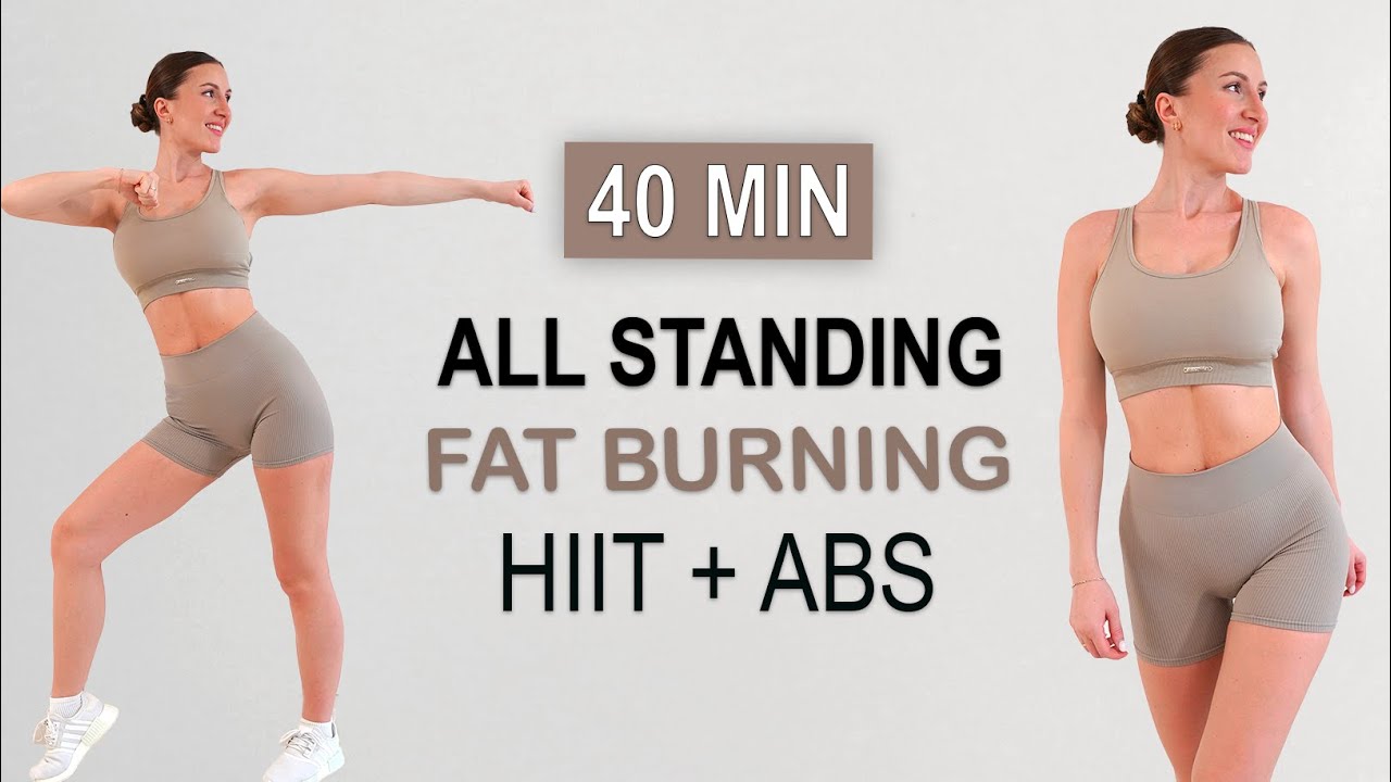 40 Min All Standing Fat Burning HIIT + Abs | Standing Cardio, No Jumping, Super Sweaty, No Repeat