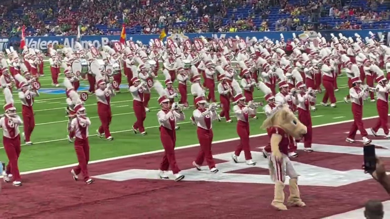 @prideofoklahoma The University of Oklahoma performs their fight song Boomer Sooner on the field.