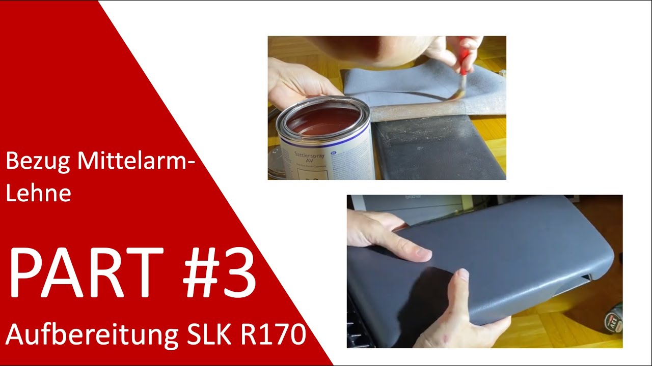 SLK R170 Armlehne Mittelkonsole Neubezug Leder Kunstleder- SLK 230 Restaurierung Video Nr. #3