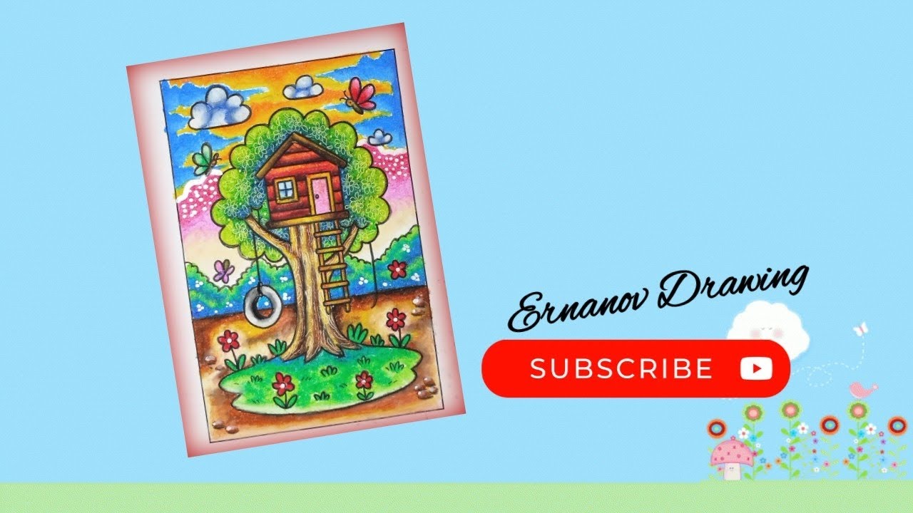 MEWARNAI GAMBAR RUMAH POHON PAKAI OILPASTEL KIDS