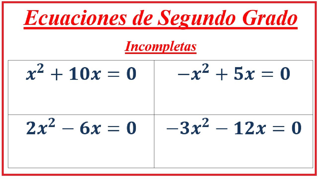 Ecuaciones de segundo grado - Incompletas - Caso 2) C=0