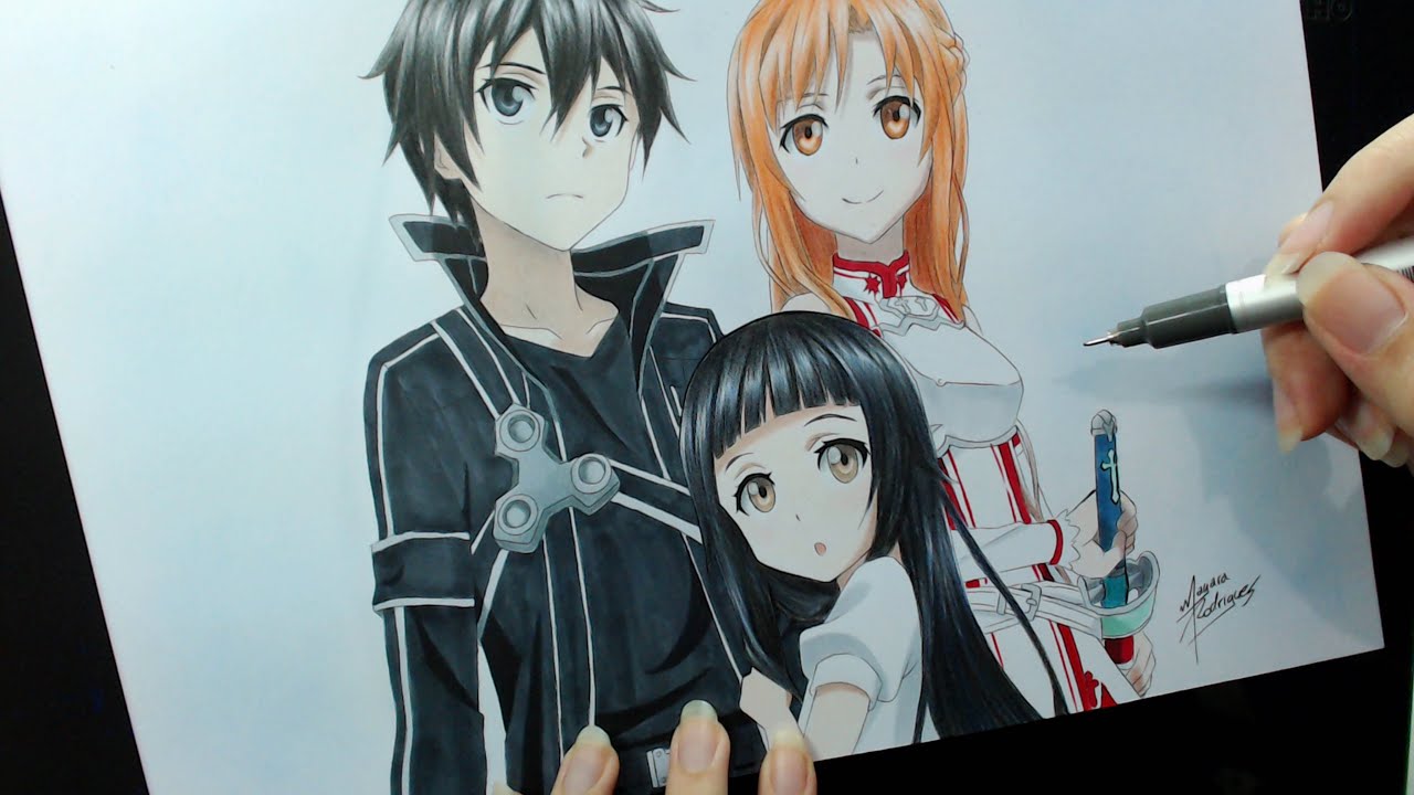Speed Drawing - Kirito, Asuna and Yui (Sword Art Online)
