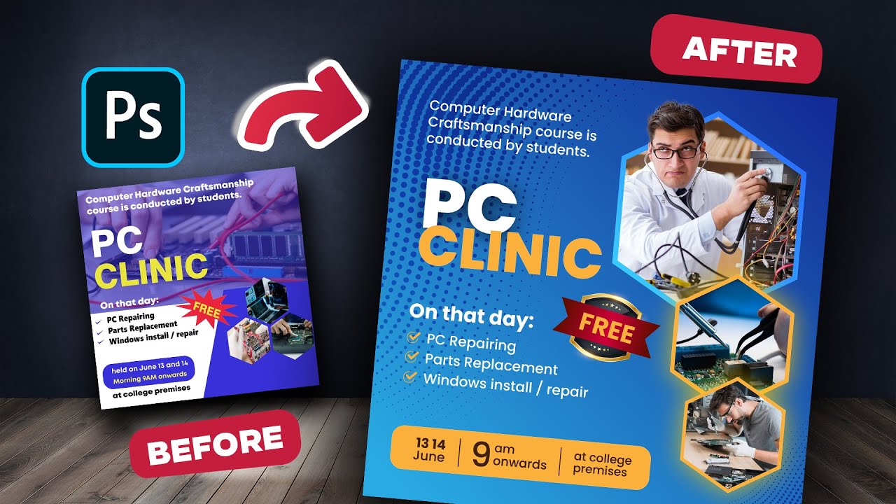 Fixing my students Graphic Design post in photoshop | Part - 1