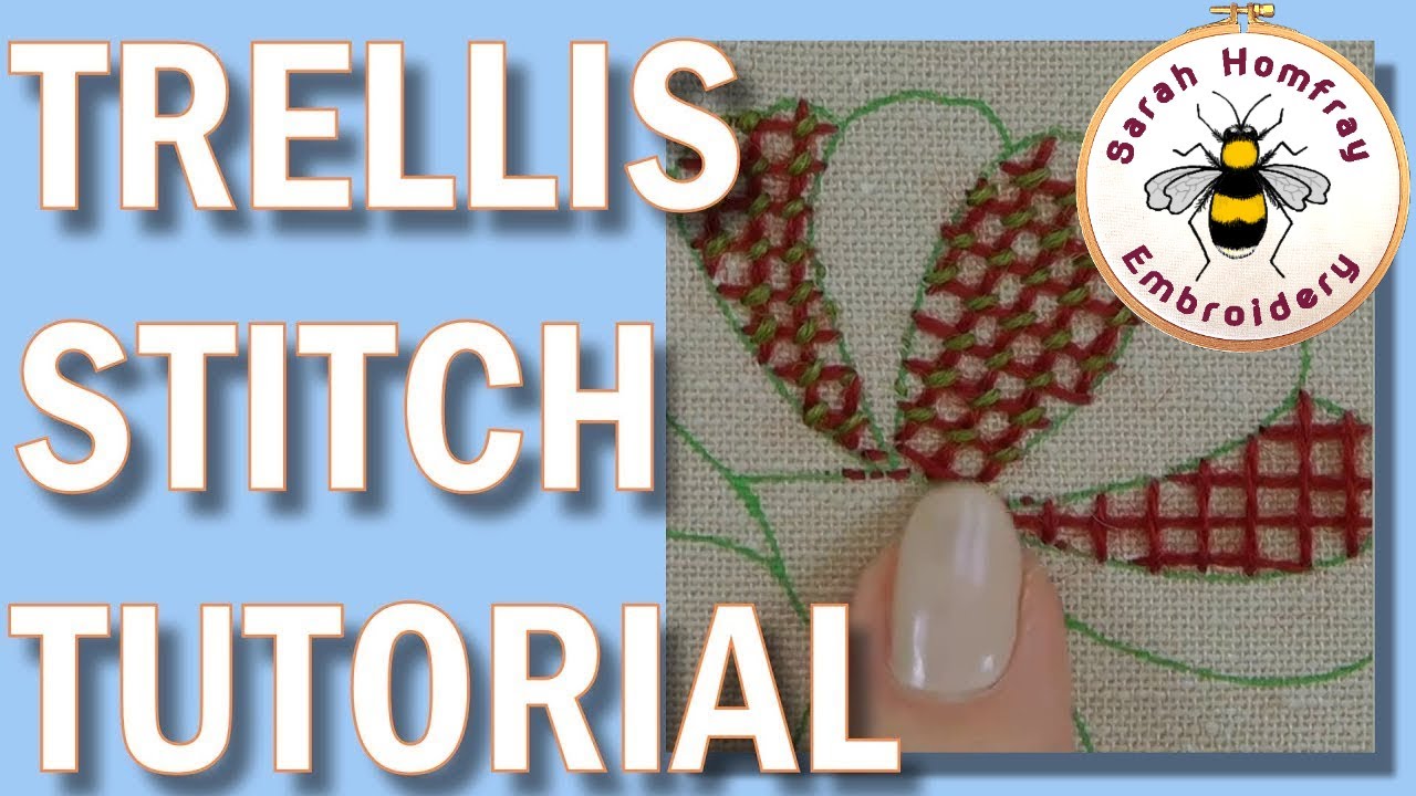 Crewel Embroidery - Trellis stitch | Hand embroidery video tutorial