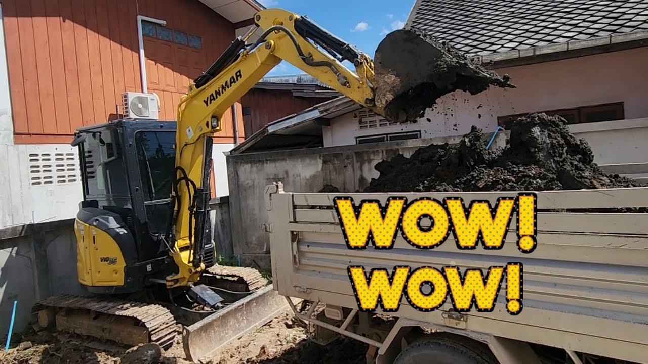 ล้วงจนสุดเอื้อม 🔰🔰🔰 รถแบคโฮ YANMAR VIO35-6B ขุดบ่อปลาคราฟ จัดบุ้งกี๋ใหญ่ตักอุ้มๆไม่มีกระดก 👍👍👍