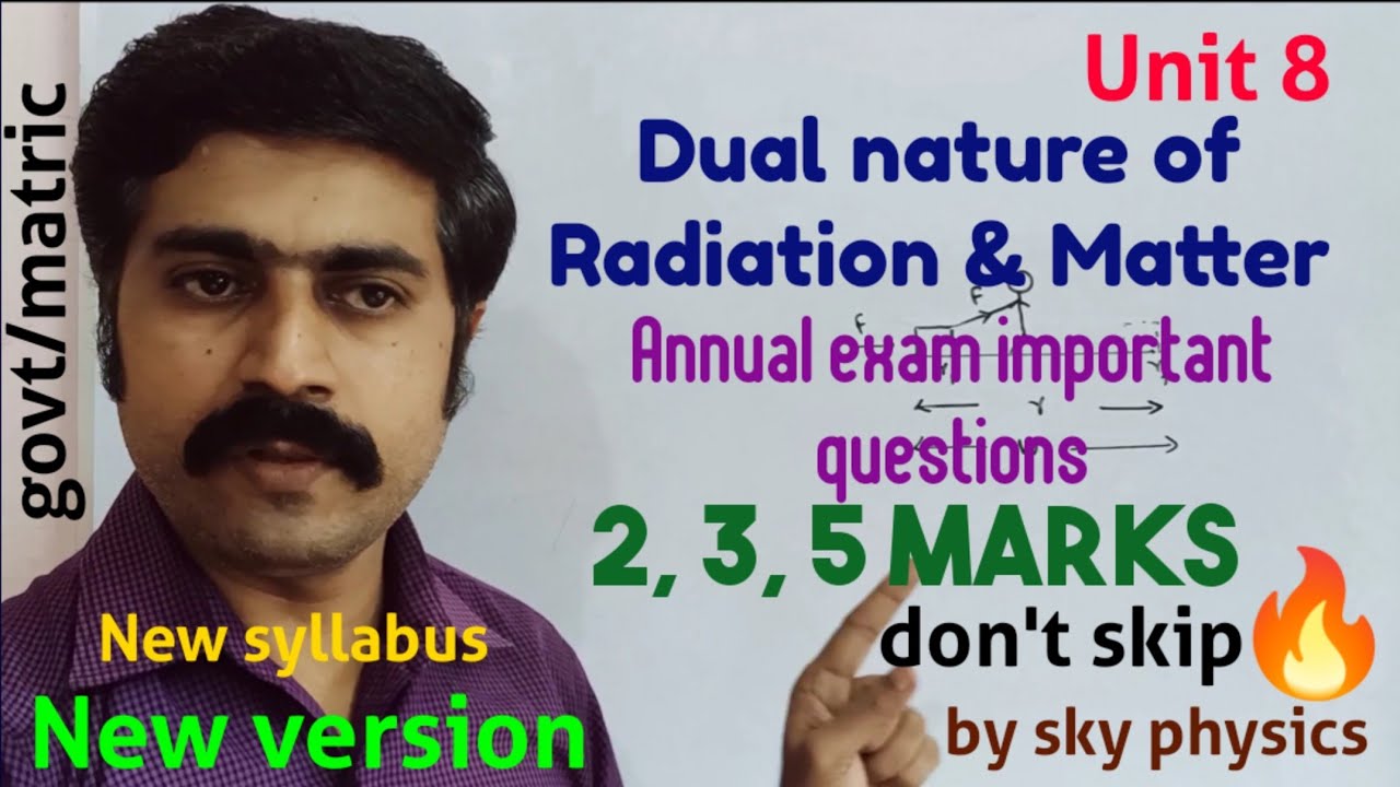 Important questions||annual exam||Dual nature of radiation & matter||STD 12 Physics||sky physics