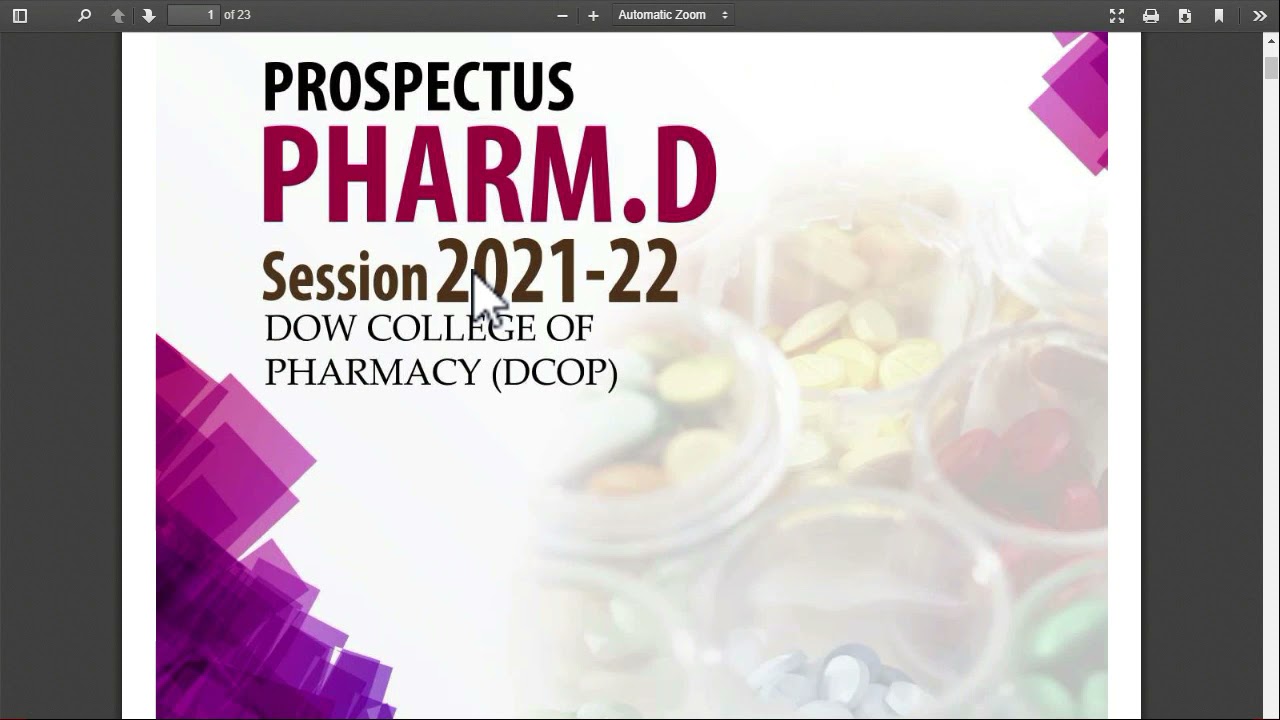 Apply in Doctor of Pharmacy Program (PharmD) in Dow University Karachi Admission Open 2021-22