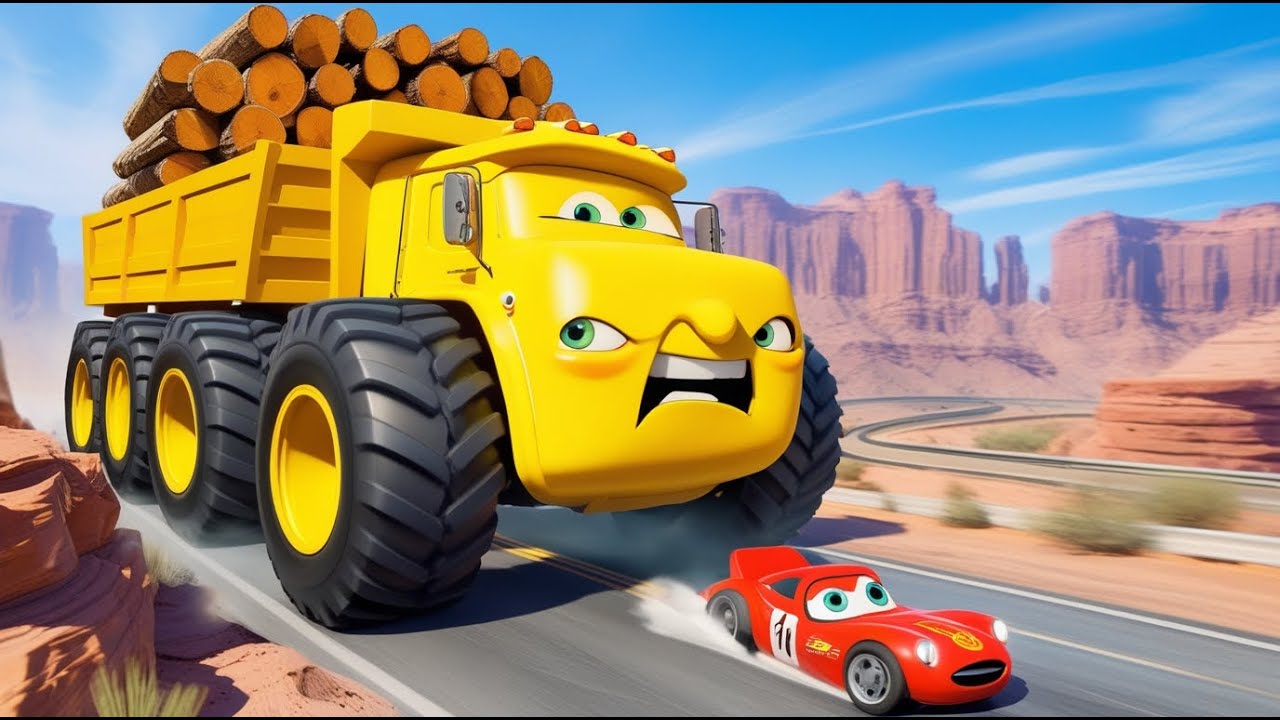 Giant LOGS DUMP TRUCK McQueen Eater VS Cars Lightning McQueen Escape Monster Beamng Drive