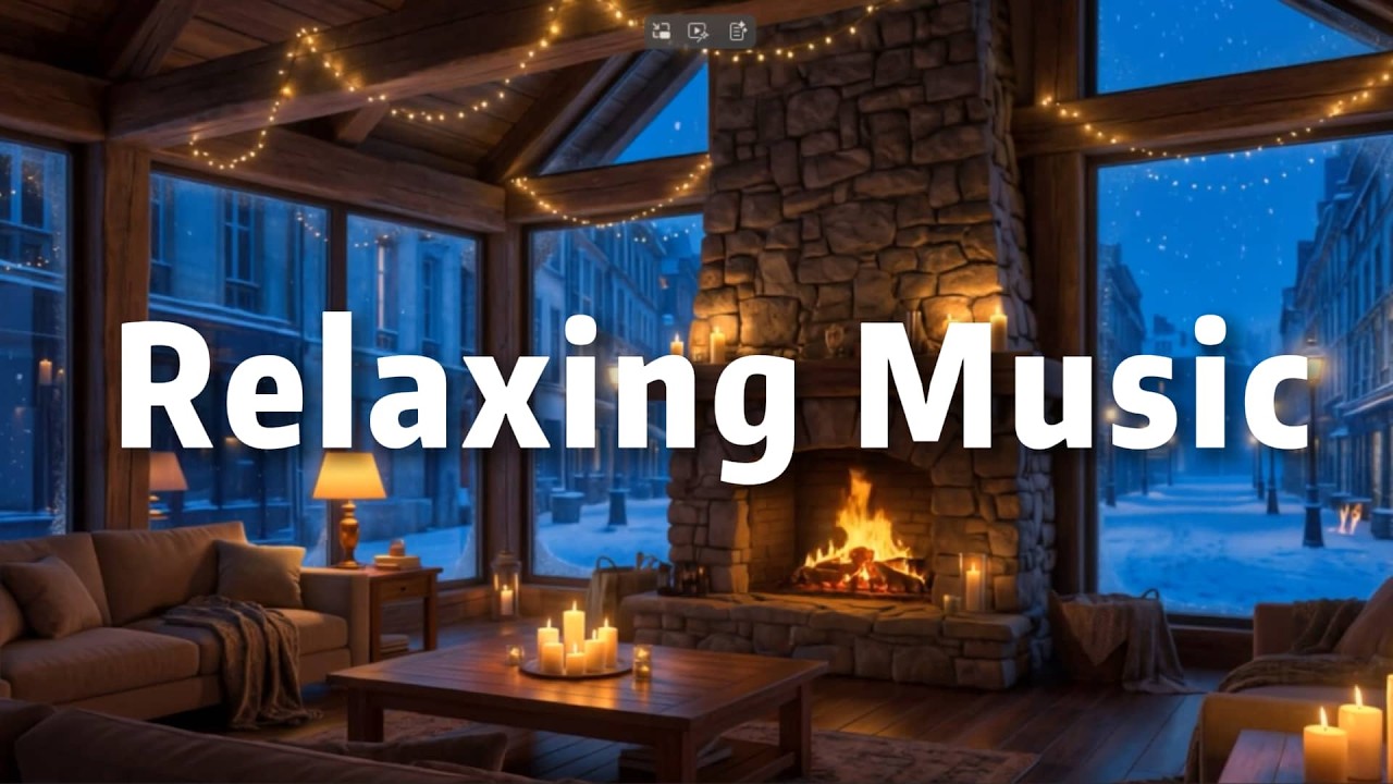 Smooth Jazz & Fireplace | Melt Away Work Stress in a Snowy Winter Cabin