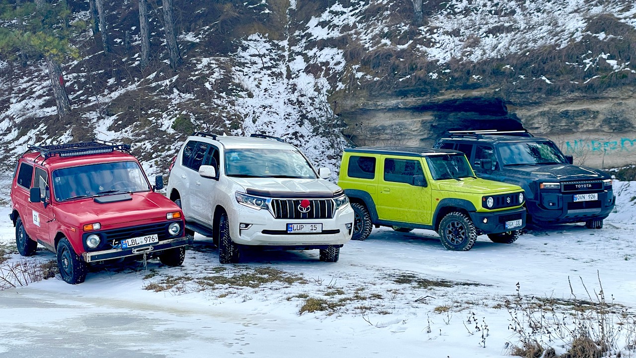 Jimny, Prado 150, Prado 250 i Niva na oblodzonym podjeździe &mdash; nieoczekiwany wynik!