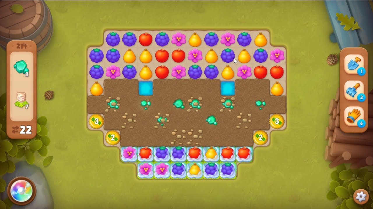 Gardenscapes level 214 - 22 Moves - No Boosters #Bubunka