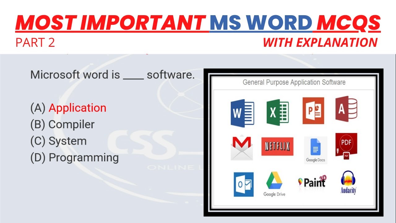 TOP 50 MCQs Microsoft Office MS WORD / FPSC, PPSC, UPSC past papers most repeated MCQs 2022. PART 2
