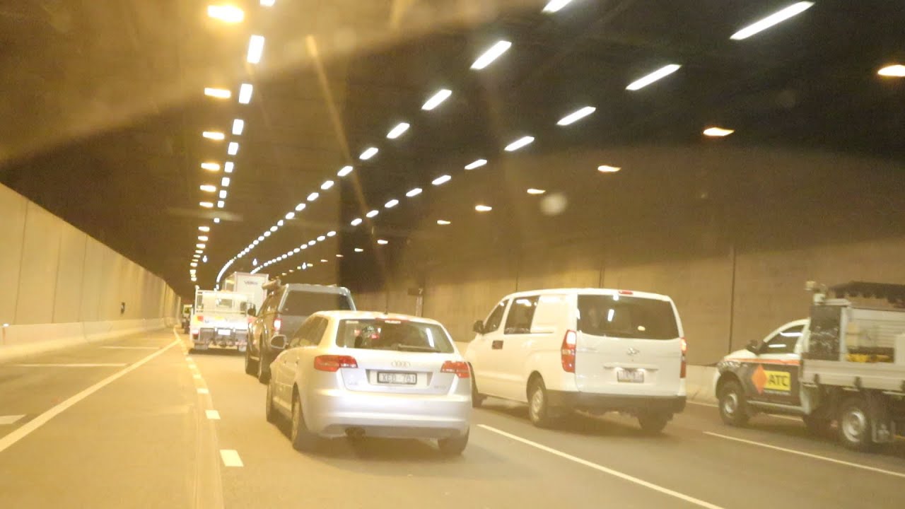 Burnley Tunnel = A tollway tunnel in Melbourne Australia, Eastbound from the West Gate freeway.