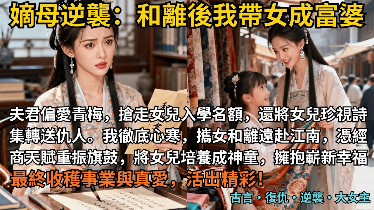 【古言逆襲】完結爽文，夫君偏愛青梅，搶走女兒入學名額，還將女兒珍視詩集轉送仇人。我徹底心寒，攜女和離遠赴江南，憑經商天賦重振旗鼓，將女兒培養成神童，擁抱嶄新幸福。#完結 #小說 #古言小說 #復仇