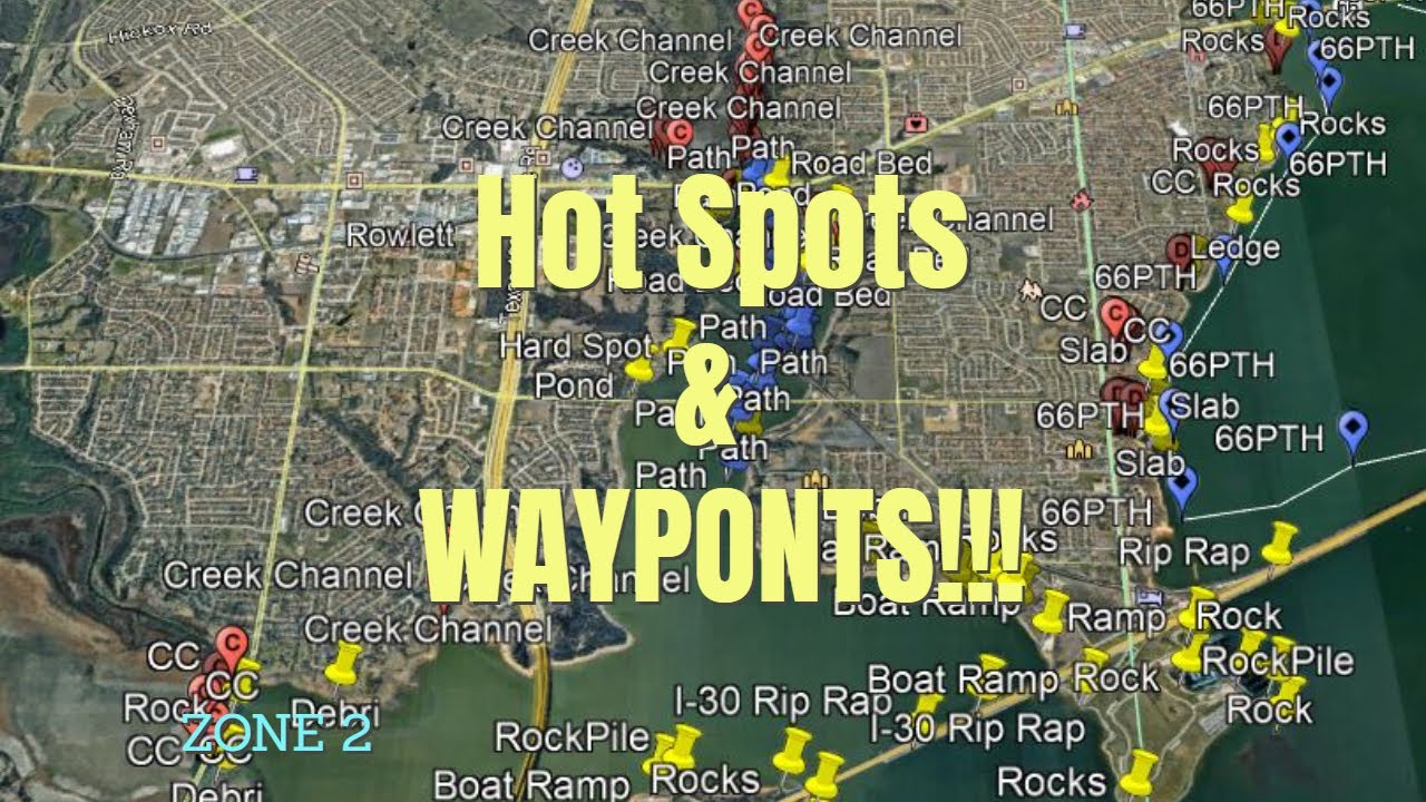 Озеро Рэй Хаббард — Разлом озера — Google Waypoints — Зона 2 (Запад)