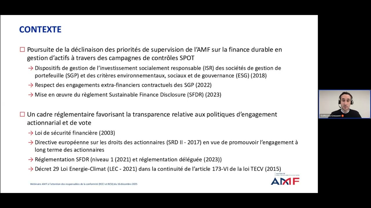 Webinaire - Les politiques de vote et d'engagement actionnarial des sociétés de gestion