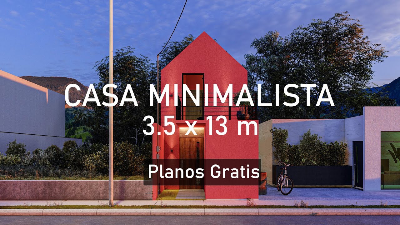 CASA PEQUEÑA MINIMALISTA 3.5 X 13 M | PLANOS DE CASAS GRATIS |