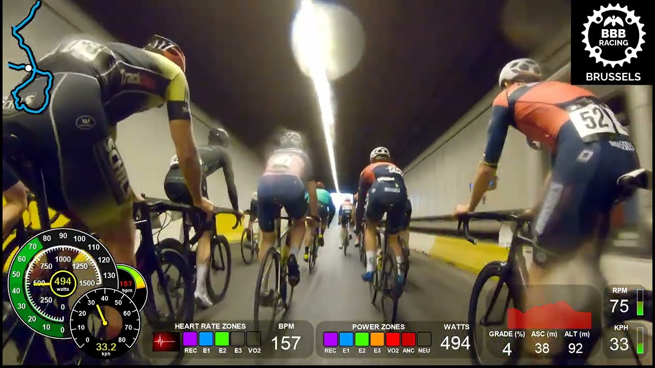 BXL Tour 2022 with power/HR data overlay! Crash at km33