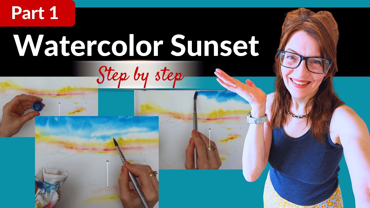 WATERCOLOR Sunset Painting | Full Step-by-Step Tutorial (Part 1)