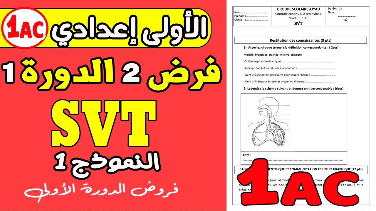 svt 1 ac contrôle 2 semestre 1 |فرض ثاني علوم الحياة و الارض الاولى اعدادي النموذج 1