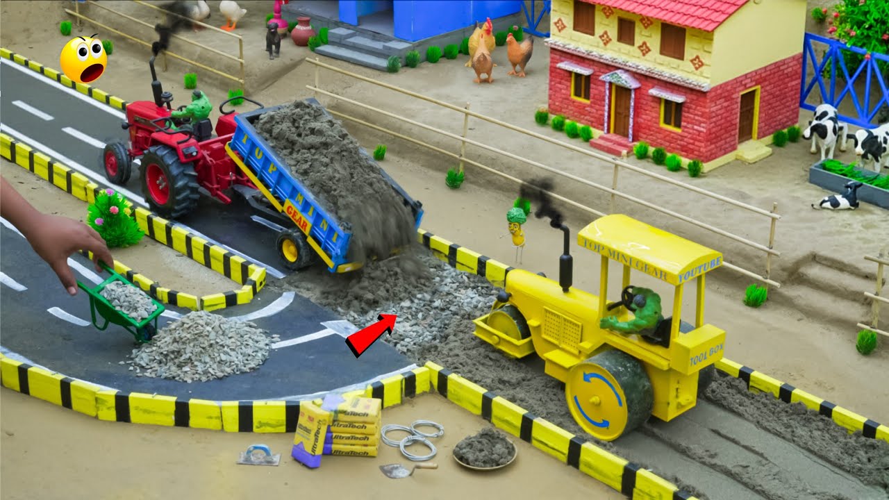 DIY Mini Tractor & Road Roller Building a Perfect Concrete Road | Science Experiment | @topminigear