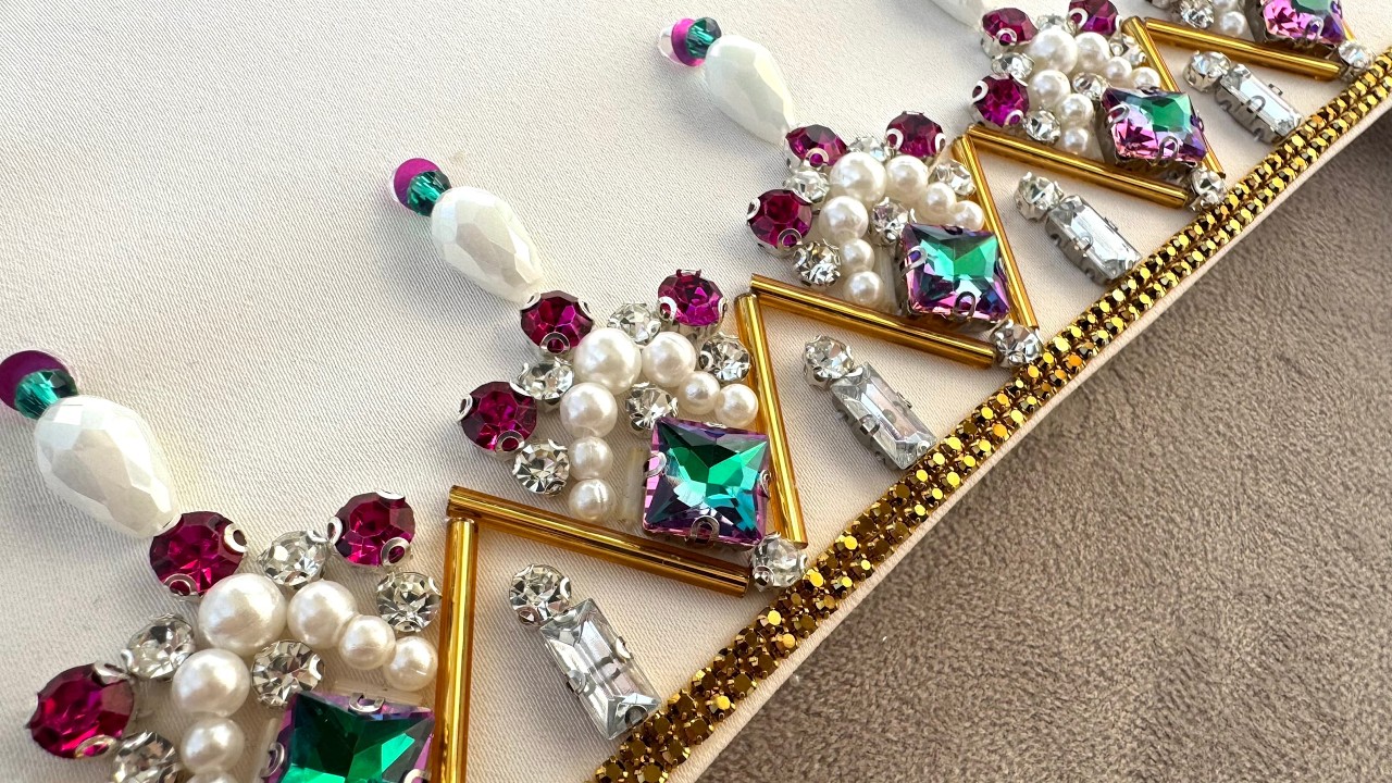 BEADWORK |🌙hand embroidery bead work design/جواهردوزی