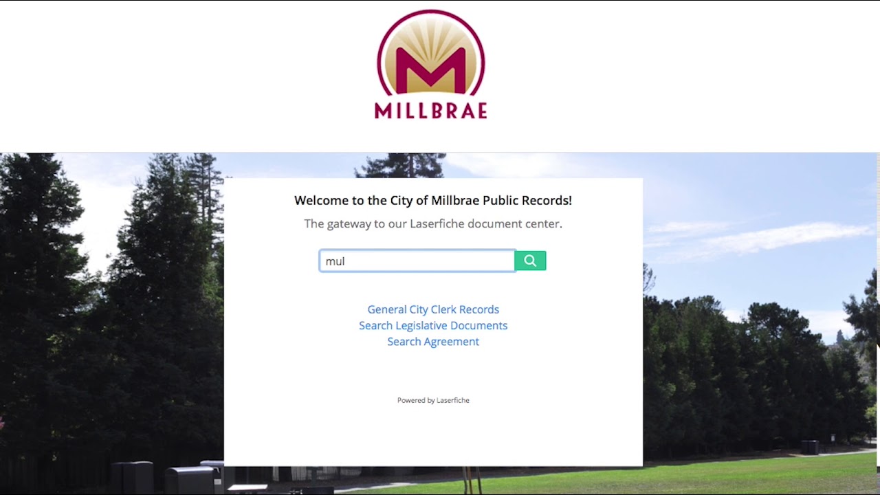 Video Tutorial - Using the City of Millbrae Online Public Records Portal