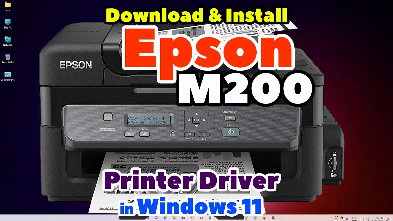 How to Download & Install Epson M200 Printer Driver in Windows 11 PC or Laptop  Manual USB Setup