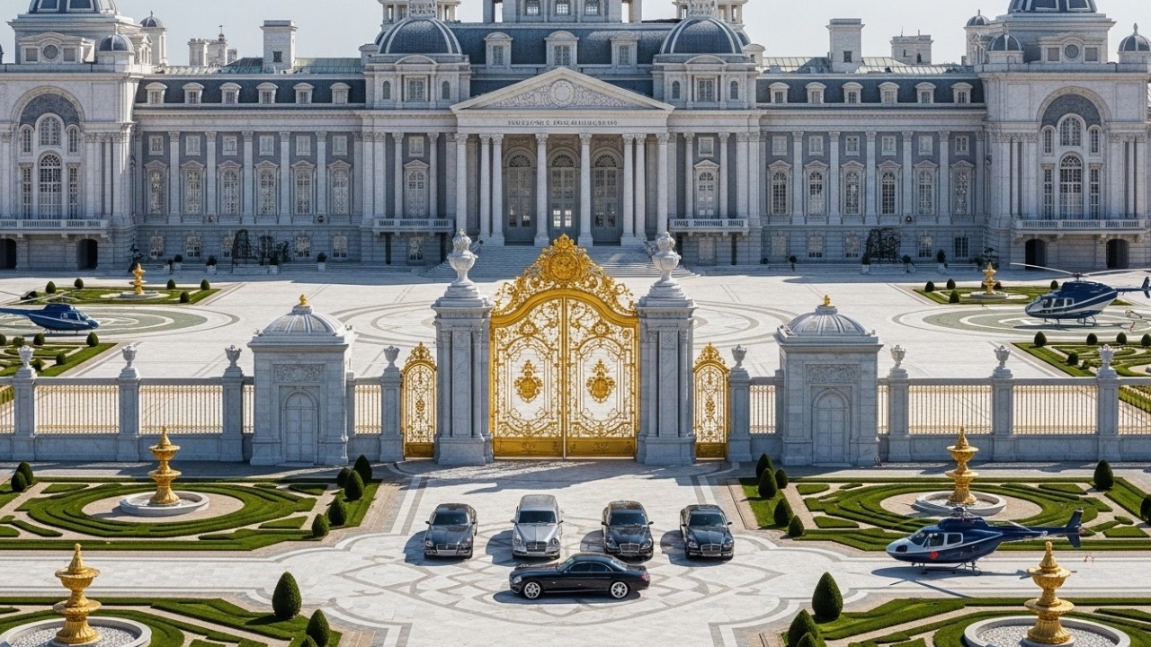 Inside The World’s Largest Gray, White & Blue Royal Palace | Ultimate Luxury Mega Palace Tour