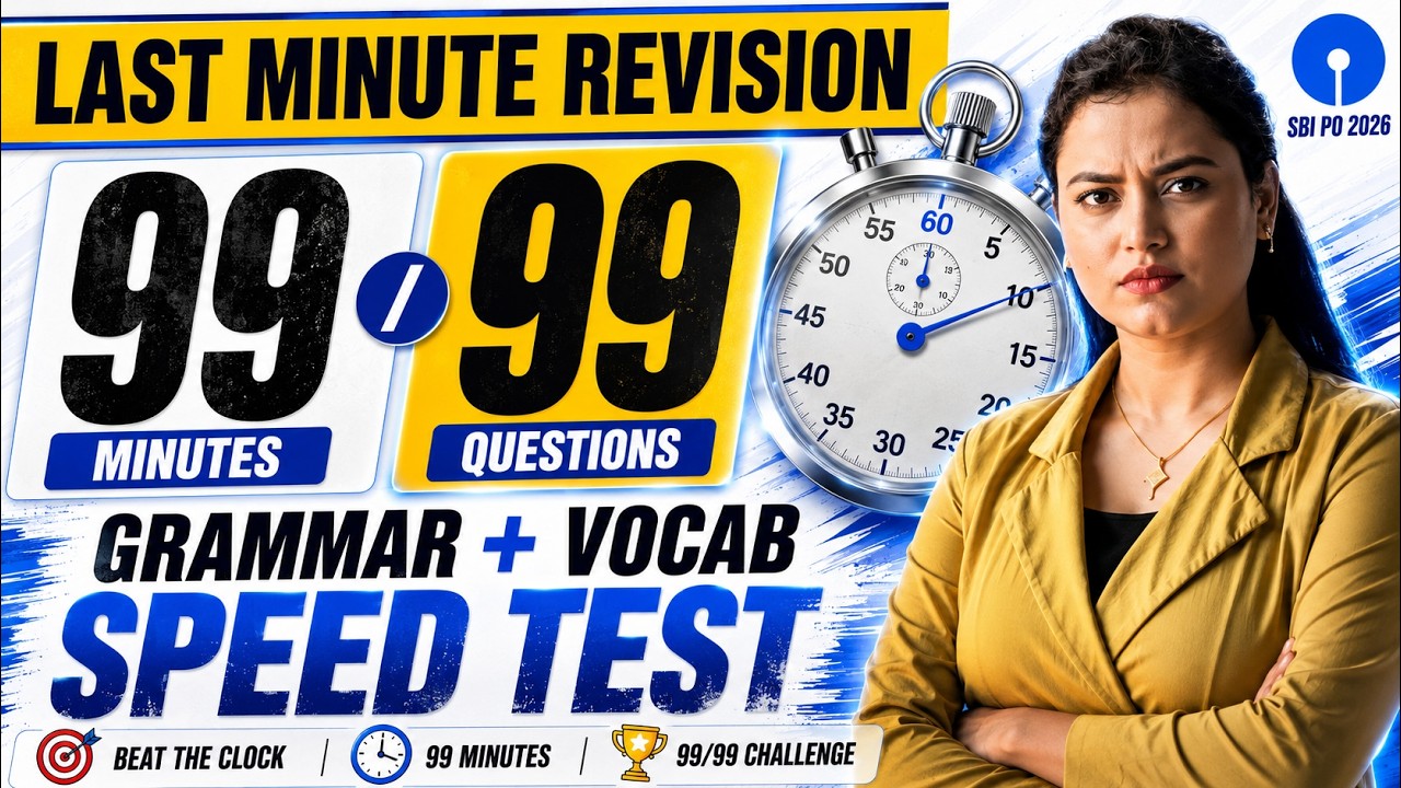 🔥 SBI PO 2026 English | 99 Questions in 99 Minutes | Grammar + Vocabulary Marathon | By Rupam Ma'am