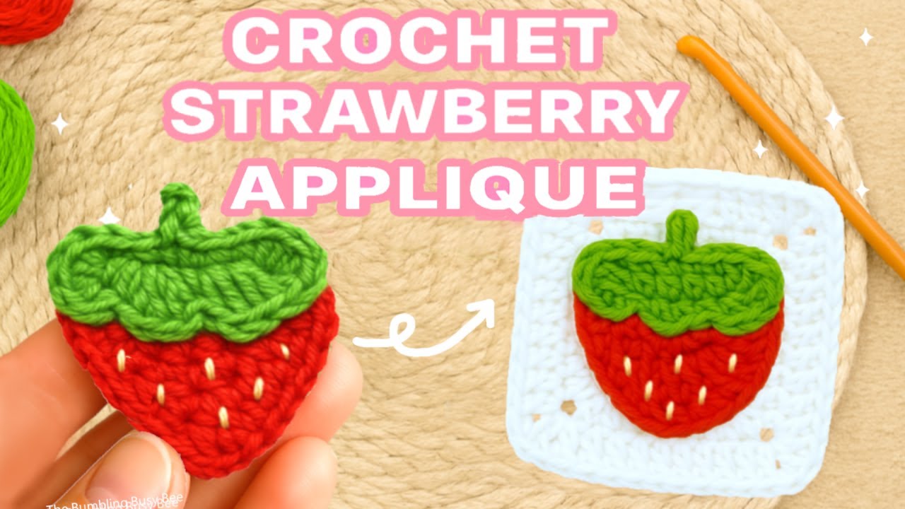 Crochet Strawberry Applique 🍓🧶 - FULL Tutorial